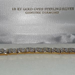 7.5 inch 18K Gild Over SSilver Dmnd Chip Bracelet